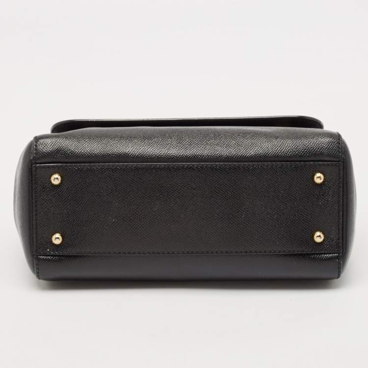 Pre Owned Dolce & Gabbana Black Leather Medium Miss Sicily Top Handle Bag