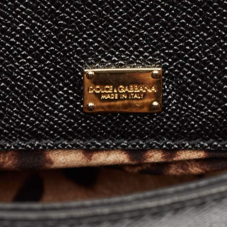 Pre Owned Dolce & Gabbana Black Leather Medium Miss Sicily Top Handle Bag