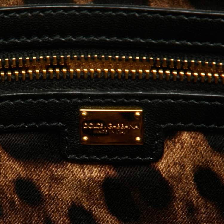 مملوكة مسبقًا Dolce & Gabbana Black Quilted Leather Top Zip Pouch