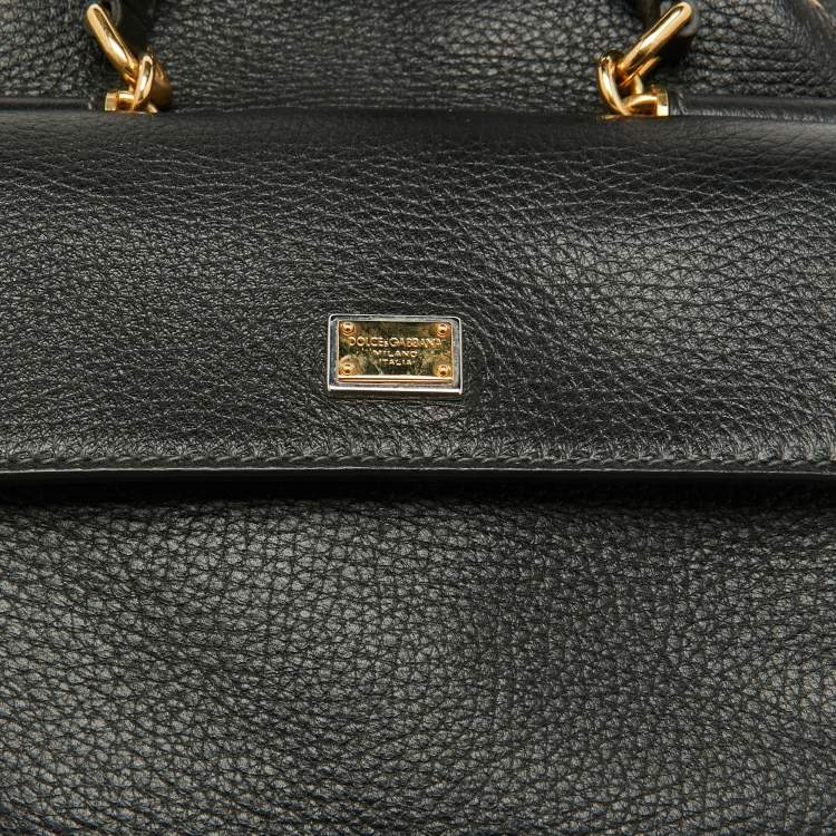 Pre Owned Dolce & Gabbana Black Leather Drawstring Bucket Bag