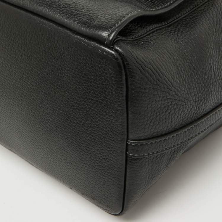 Pre Owned Dolce & Gabbana Black Leather Drawstring Bucket Bag