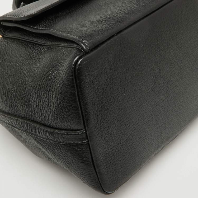 Pre Owned Dolce & Gabbana Black Leather Drawstring Bucket Bag