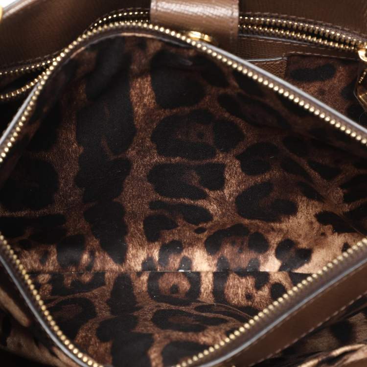 Pre Owned Dolce & Gabbana Brown Leather Miss Sicily East West Top Handle Bag