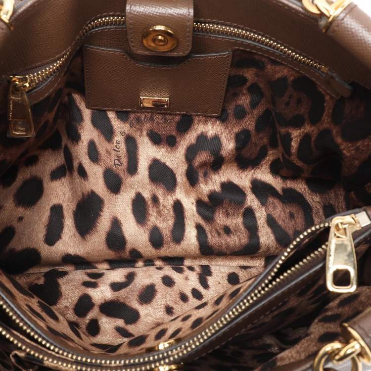 Pre Owned Dolce & Gabbana Brown Leather Miss Sicily East West Top Handle Bag