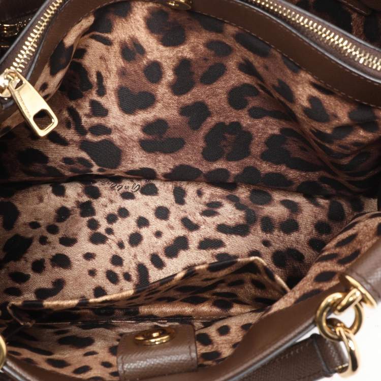 Pre Owned Dolce & Gabbana Brown Leather Miss Sicily East West Top Handle Bag