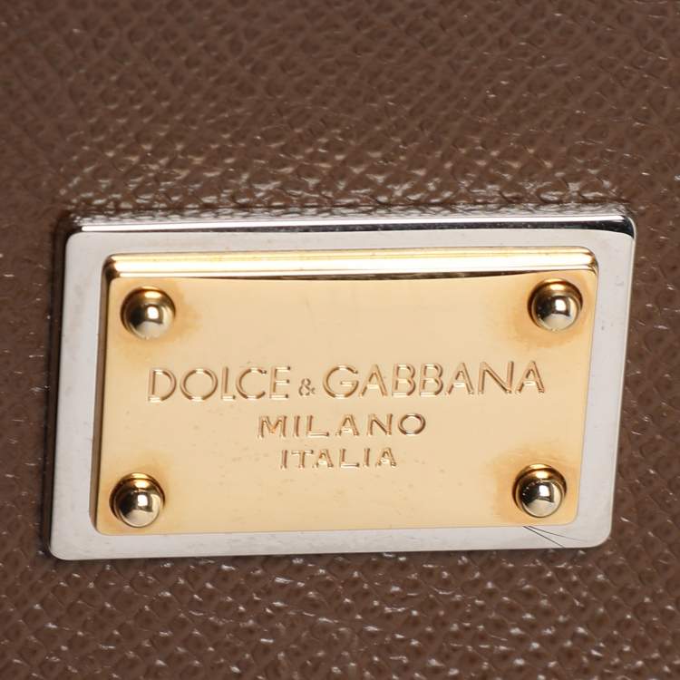 Pre Owned Dolce & Gabbana Brown Leather Miss Sicily East West Top Handle Bag