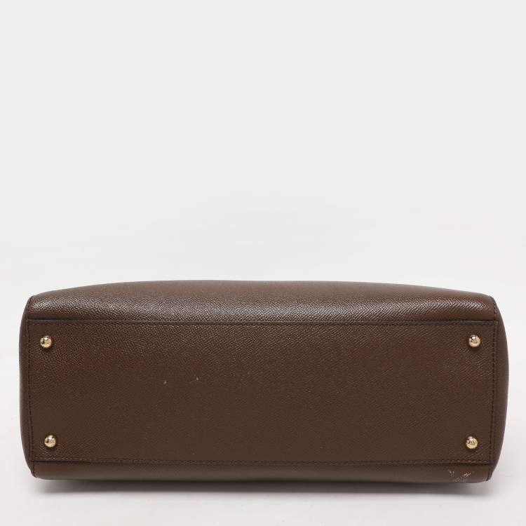 Pre Owned Dolce & Gabbana Brown Leather Miss Sicily East West Top Handle Bag