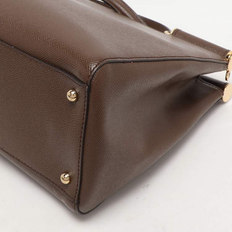 Pre Owned Dolce & Gabbana Brown Leather Miss Sicily East West Top Handle Bag