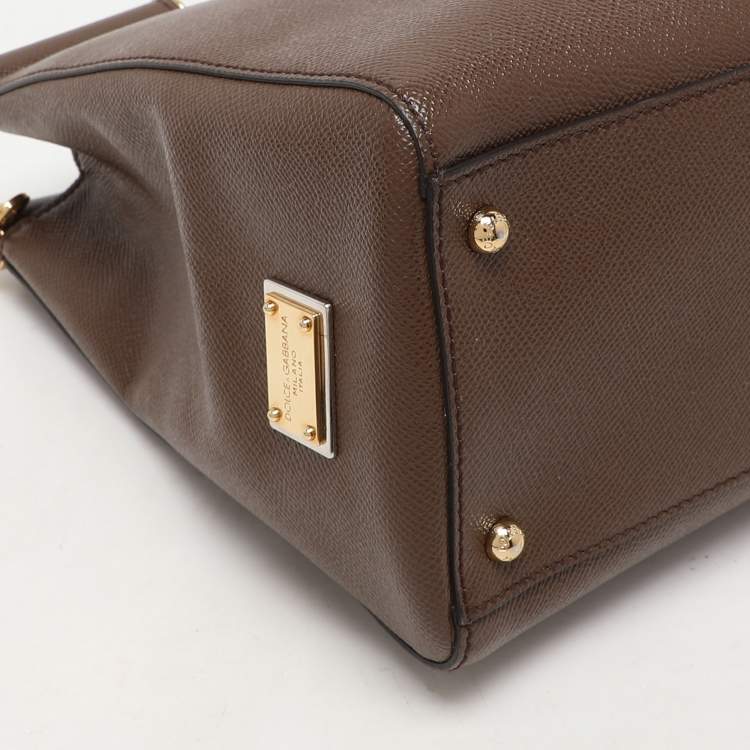 Pre Owned Dolce & Gabbana Brown Leather Miss Sicily East West Top Handle Bag