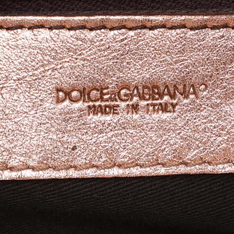 Pre Owned Dolce & Gabbana Beige/Rose Gold Leather and Snakeskin Leather DG Shoulder Bag