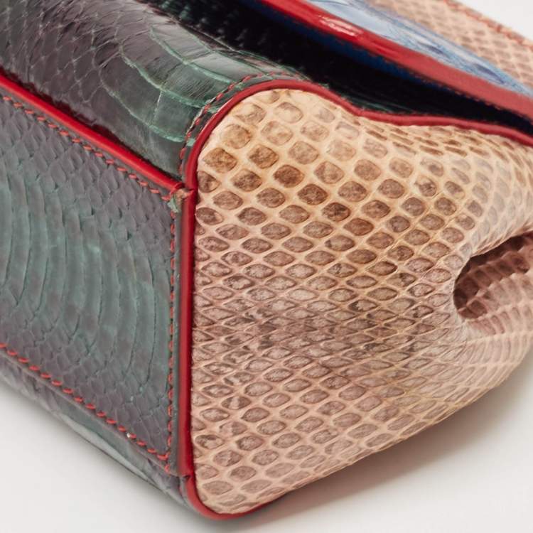 Pre Owned Dolce & Gabbana Multicolor Python and Croc Micro Miss Sicily Top Handle Bag