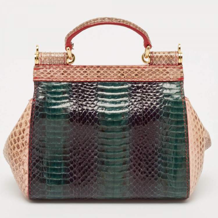 Pre Owned Dolce & Gabbana Multicolor Python and Croc Micro Miss Sicily Top Handle Bag