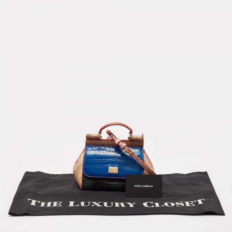 Pre Owned Dolce & Gabbana Multicolor Python and Croc Micro Miss Sicily Top Handle Bag