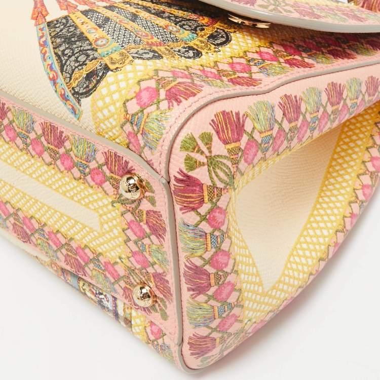 Pre Owned Dolce & Gabbana Multicolor Fan Foulard Print Leather Medium Miss Sicily Top Handle Bag