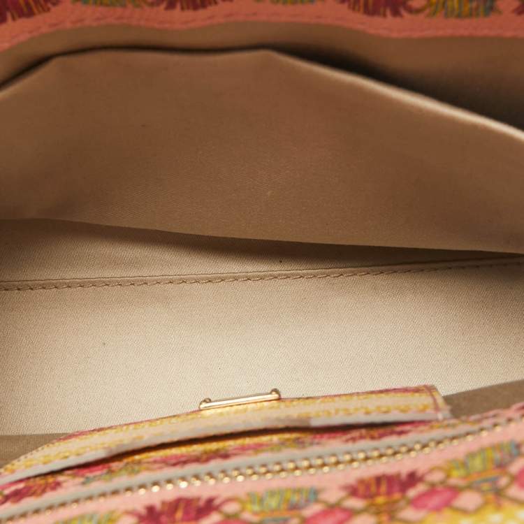Pre Owned Dolce & Gabbana Multicolor Fan Foulard Print Leather Medium Miss Sicily Top Handle Bag