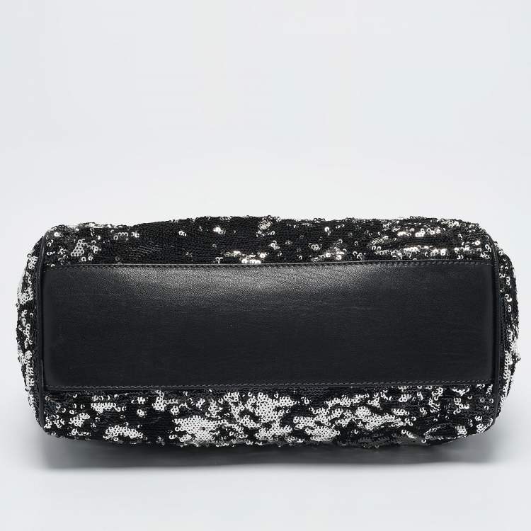 Pre Owned Dolce & Gabbana Black/Silver Sequins Large Miss Sicily Top Handle Bag