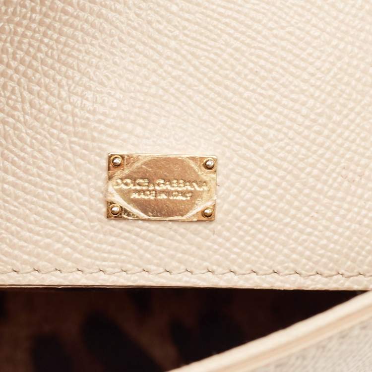 Pre Owned Dolce & Gabbana Light Beige Leather Medium Miss Sicily Top Handle Bag