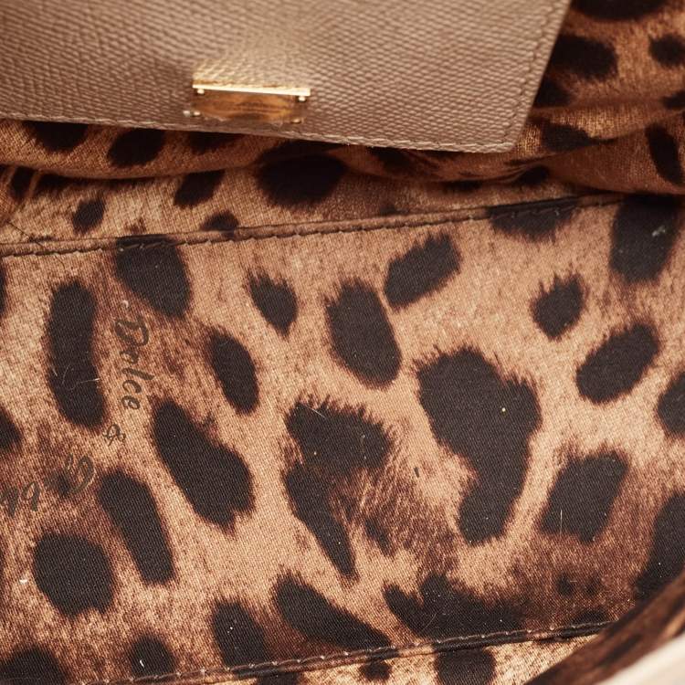 Pre Owned Dolce & Gabbana Light Beige Leather Medium Miss Sicily Top Handle Bag