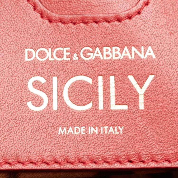 Pre Owned Dolce & Gabbana Red Laser Cut Leather Medium Miss Sicily Top Handle Bag