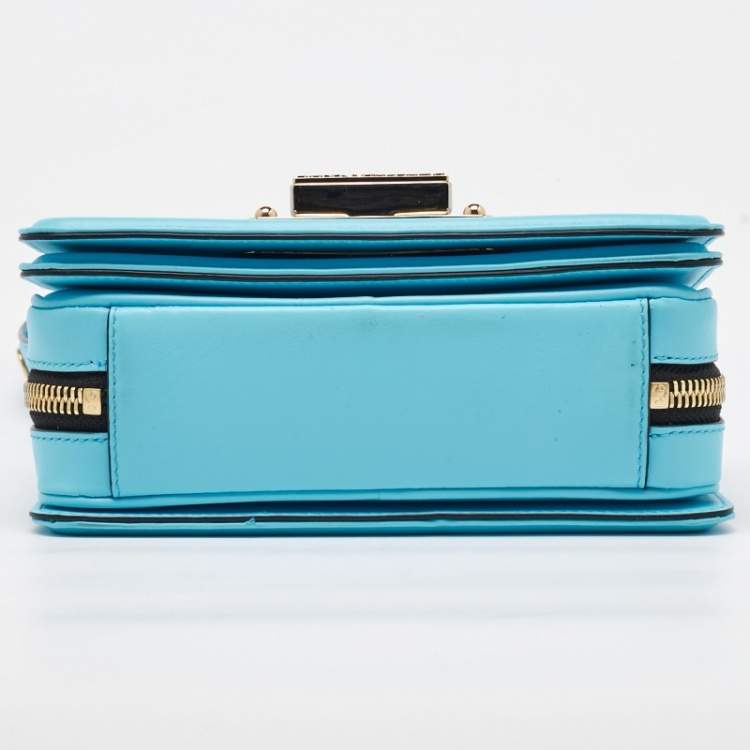 Pre Owned Dolce & Gabbana Blue Leather Joy Therapy Lola Studded Shoulder Bag