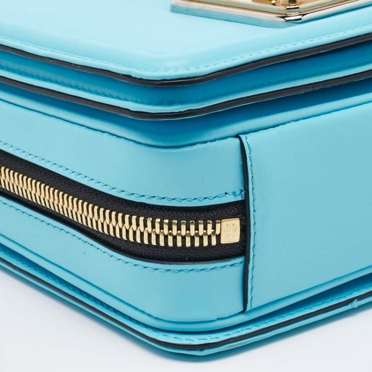 Pre Owned Dolce & Gabbana Blue Leather Joy Therapy Lola Studded Shoulder Bag