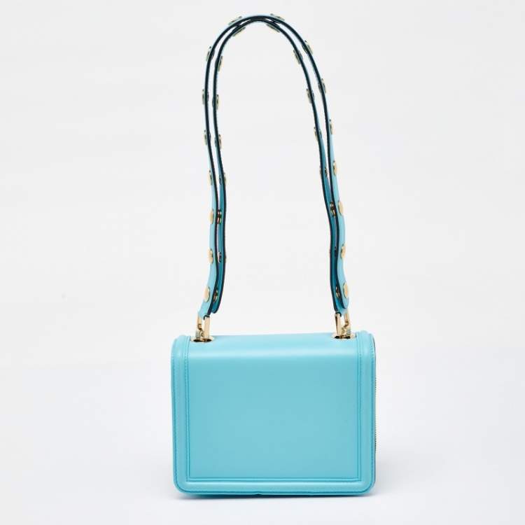 Pre Owned Dolce & Gabbana Blue Leather Joy Therapy Lola Studded Shoulder Bag