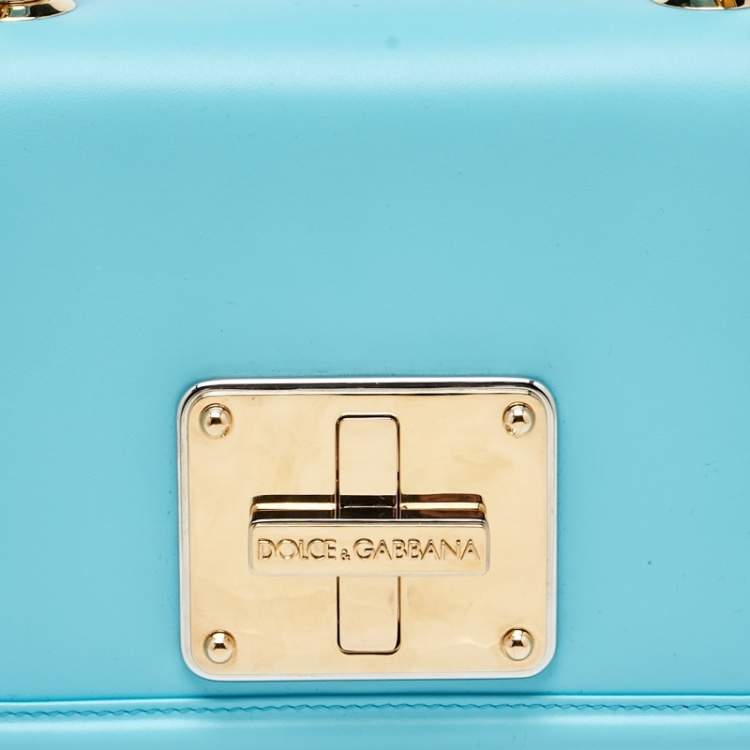 Pre Owned Dolce & Gabbana Blue Leather Joy Therapy Lola Studded Shoulder Bag