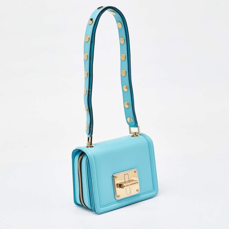 Pre Owned Dolce & Gabbana Blue Leather Joy Therapy Lola Studded Shoulder Bag