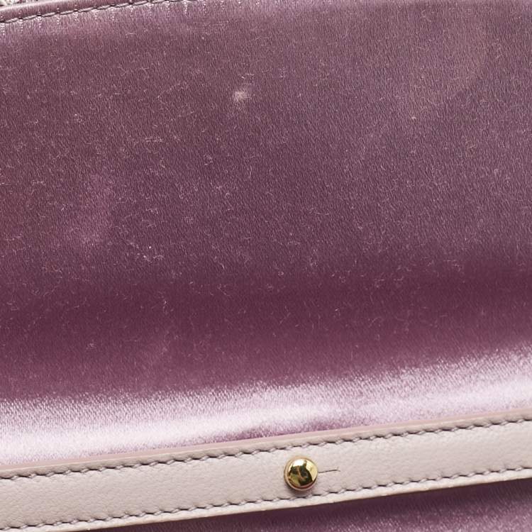 Pre Owned Dolce & Gabbana Pink Lace and Satin Padlock Chain Clutch