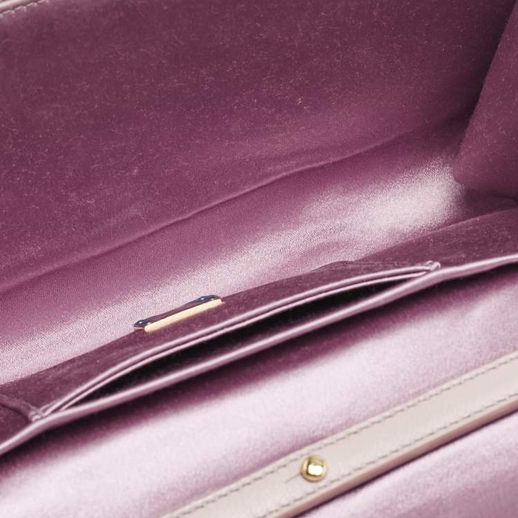Pre Owned Dolce & Gabbana Pink Lace and Satin Padlock Chain Clutch