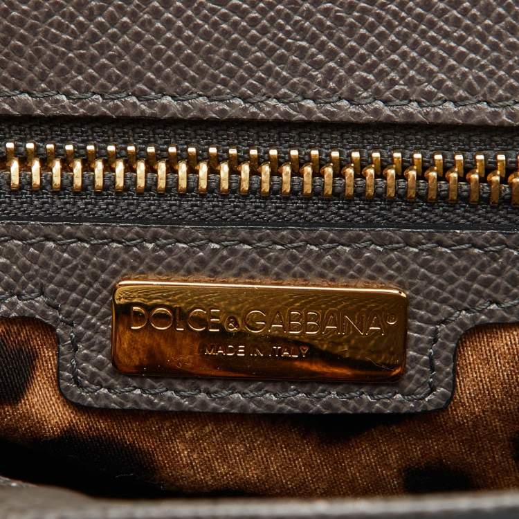 Pre Owned Dolce & Gabbana Grey Leather Maxi Miss Sicily Top Handle Bag