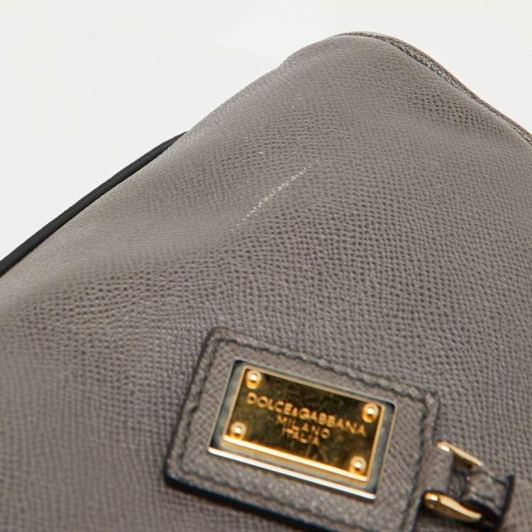 Pre Owned Dolce & Gabbana Grey Leather Maxi Miss Sicily Top Handle Bag