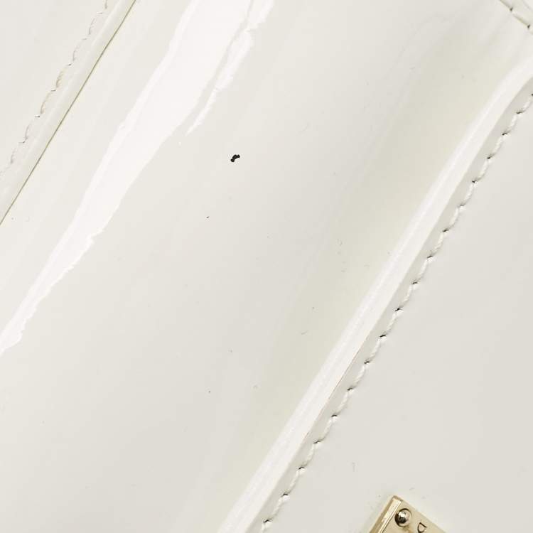 Pre Owned Dolce & Gabbana Bambino White Patent Leather Mini Miss Sicily Top Handle Bag