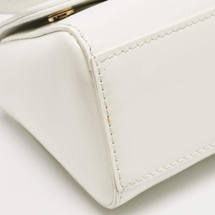 Pre Owned Dolce & Gabbana Bambino White Patent Leather Mini Miss Sicily Top Handle Bag