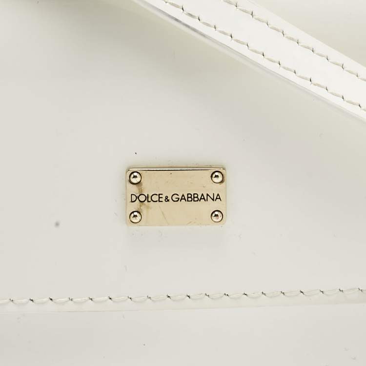 Pre Owned Dolce & Gabbana Bambino White Patent Leather Mini Miss Sicily Top Handle Bag