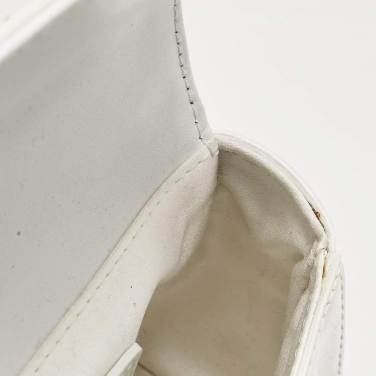 Pre Owned Dolce & Gabbana Bambino White Patent Leather Mini Miss Sicily Top Handle Bag