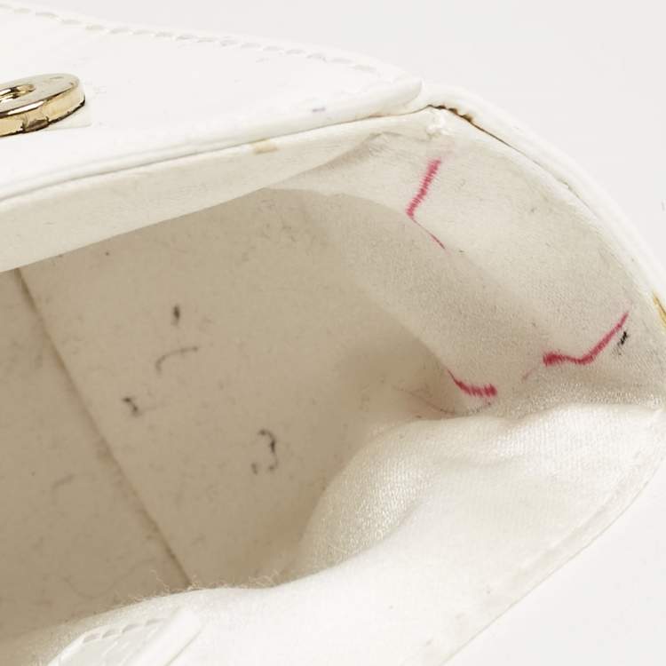 Pre Owned Dolce & Gabbana Bambino White Patent Leather Mini Miss Sicily Top Handle Bag