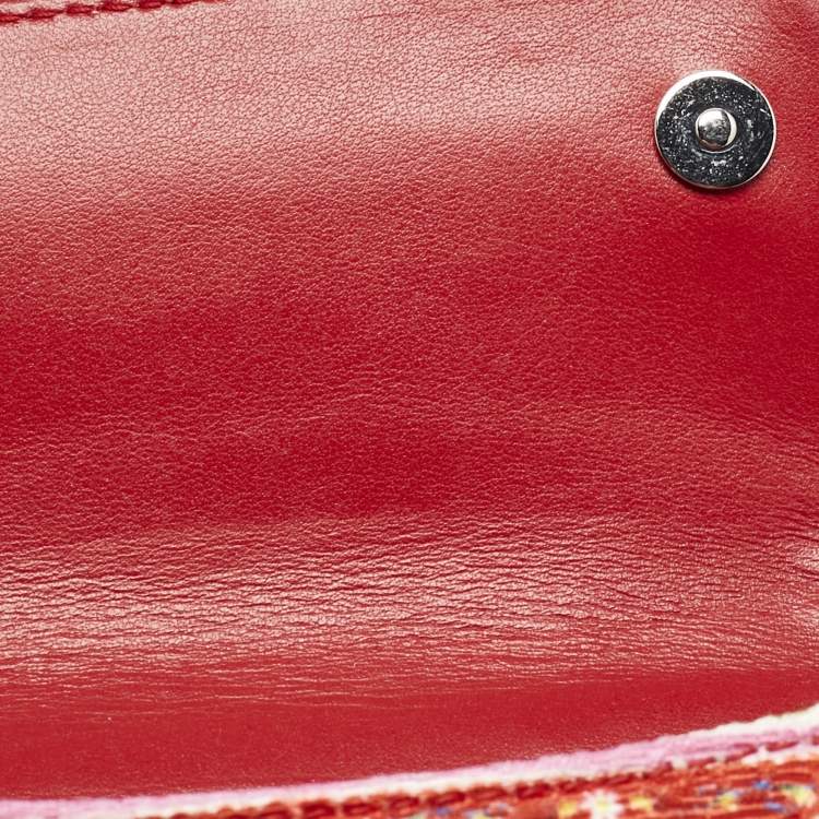 Pre Owned Dolce & Gabbana Bambino Red/Multicolor Fabric Mini Miss Sicily Top Handle Bag