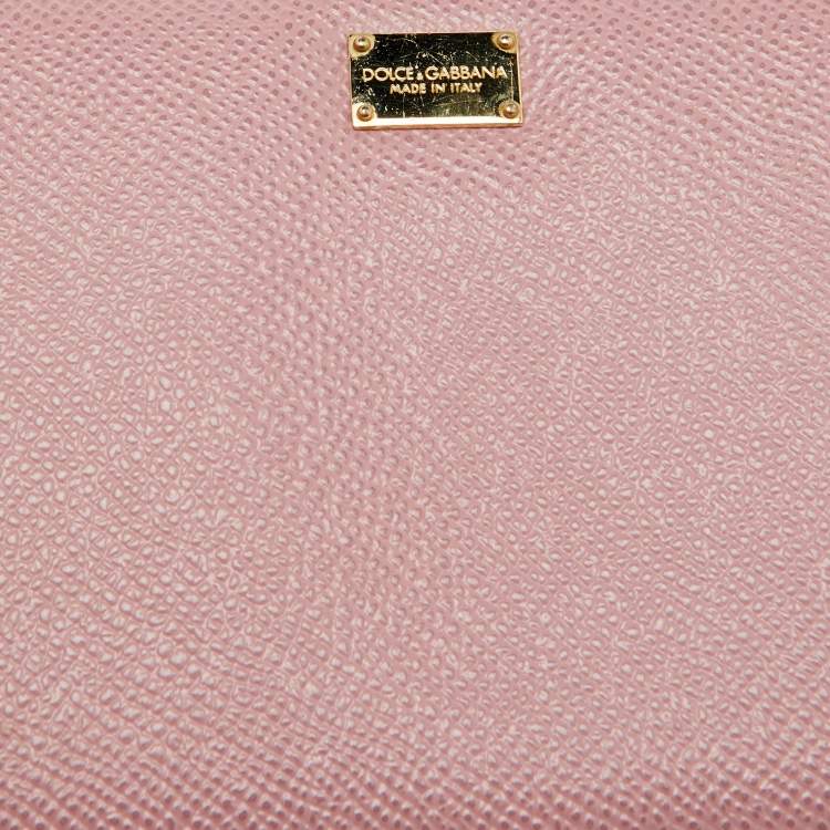 Pre Owned Dolce & Gabbana Pink Leather Zip Around Wallet