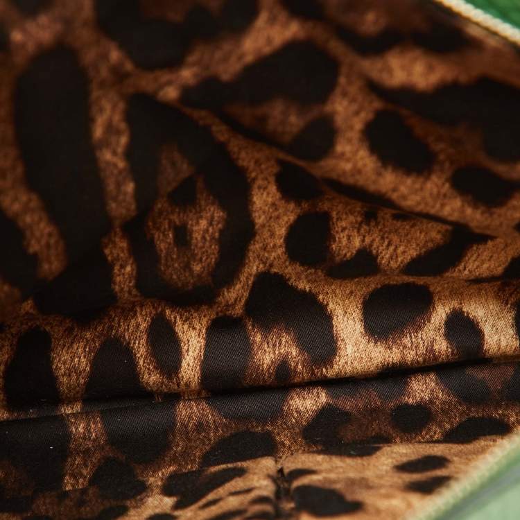 Pre Owned Dolce & Gabbana Green Leather Double Zip Shoulder Bag