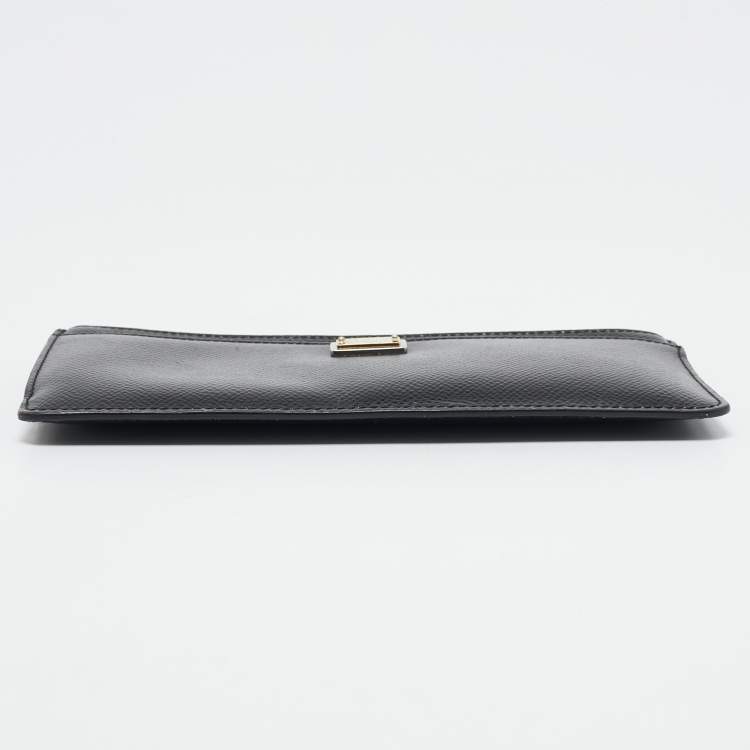 Pre Owned Dolce & Gabbana Black Leather Long Zip Card Case