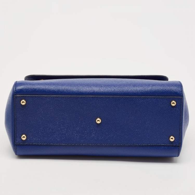 Pre Owned Dolce & Gabbana Blue Leather Regular Miss Sicily Top Handle Bag