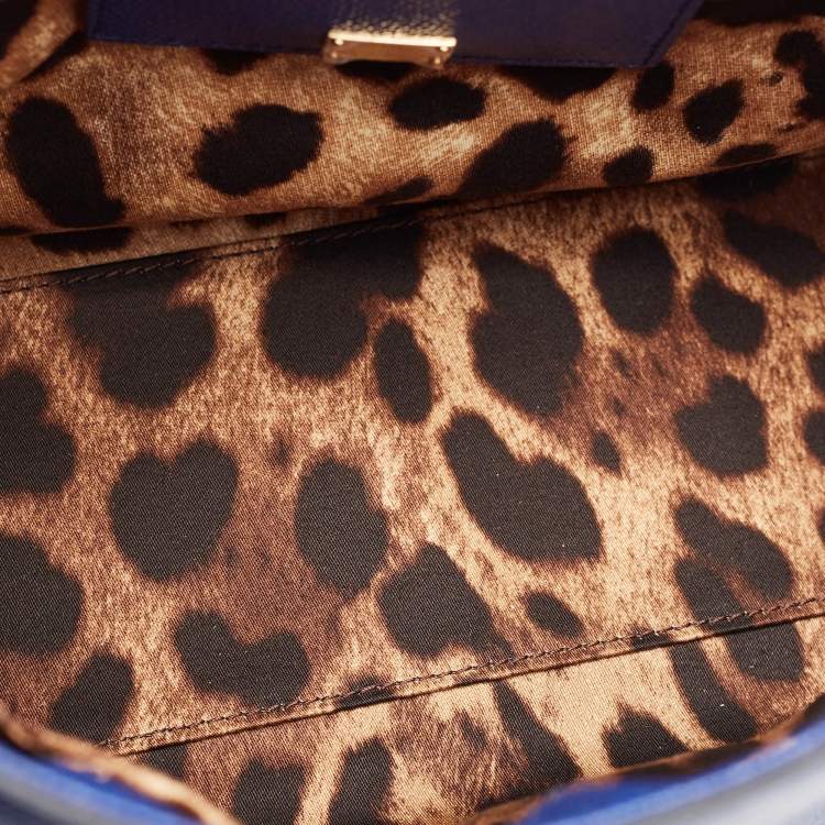 Pre Owned Dolce & Gabbana Blue Leather Regular Miss Sicily Top Handle Bag