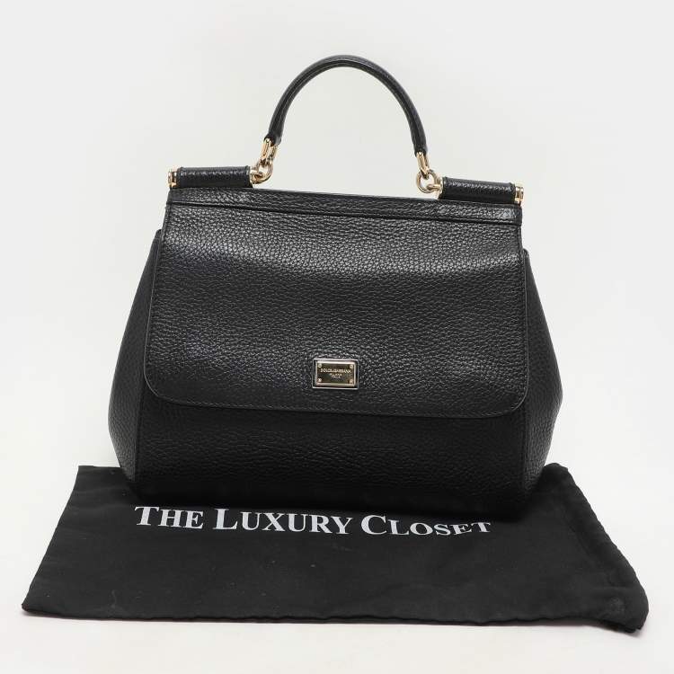 Pre Owned Dolce & Gabbana Black Leather Miss Sicily Top Handle Bag