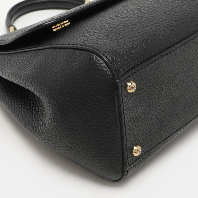 Pre Owned Dolce & Gabbana Black Leather Miss Sicily Top Handle Bag