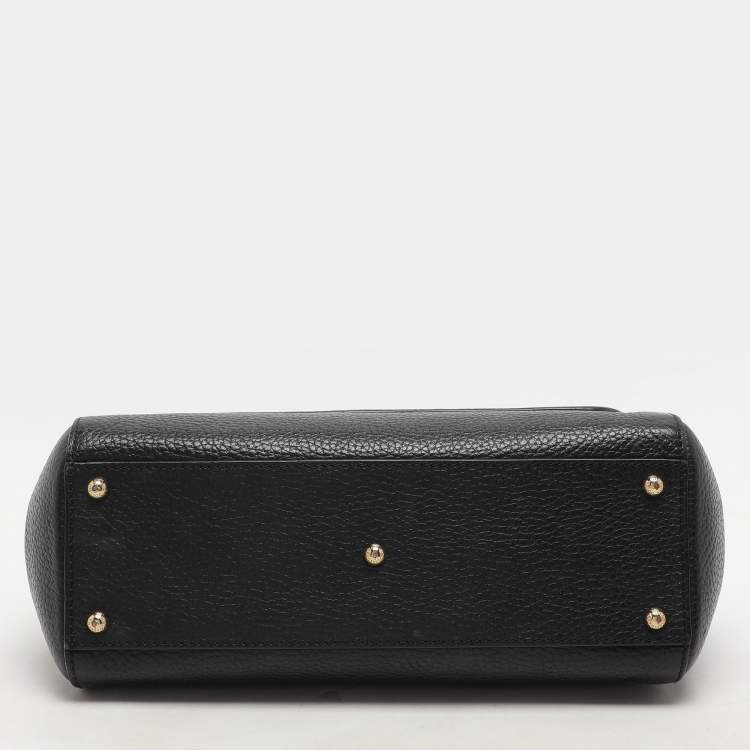 Pre Owned Dolce & Gabbana Black Leather Miss Sicily Top Handle Bag
