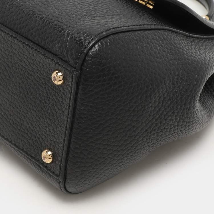 Pre Owned Dolce & Gabbana Black Leather Miss Sicily Top Handle Bag