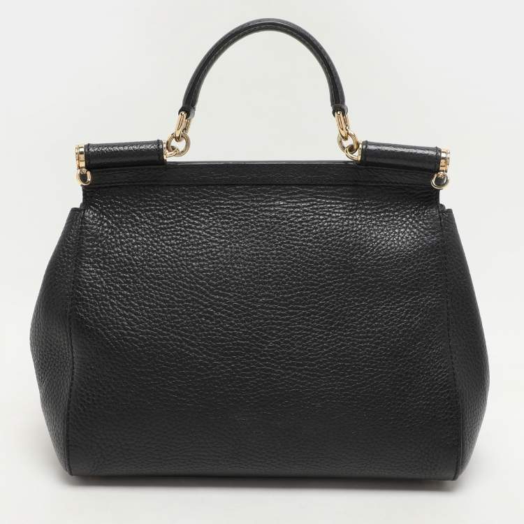Pre Owned Dolce & Gabbana Black Leather Miss Sicily Top Handle Bag