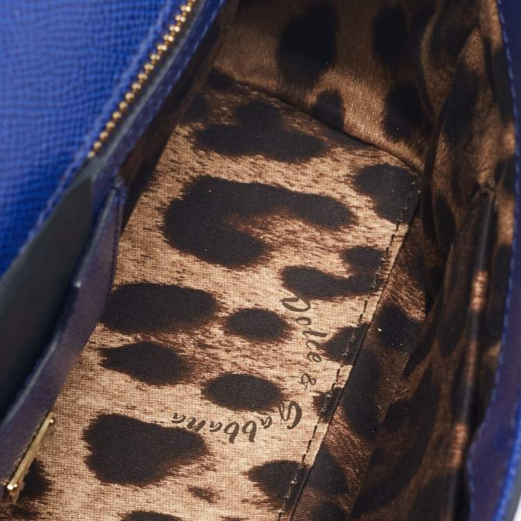 Pre Owned Dolce & Gabbana Blue Leather Medium Miss Sicily Top Handle Bag