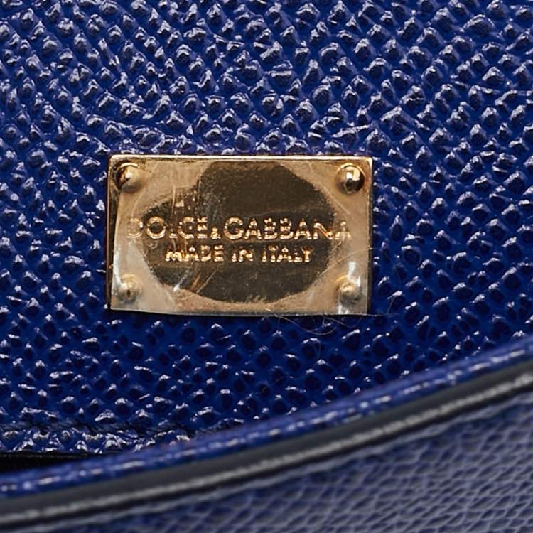Pre Owned Dolce & Gabbana Blue Leather Medium Miss Sicily Top Handle Bag